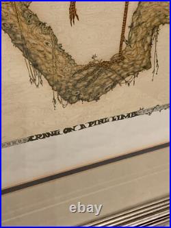 Japanese Woodblock Framed Print Titled'Crane On Pine Limb' By John Paul Morgan