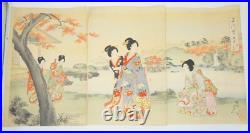 Japanese Woodblock Print 1895 Original by Chikanobu-Maple Garden Tearoom- 0617F5