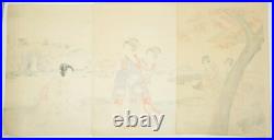 Japanese Woodblock Print 1895 Original by Chikanobu-Maple Garden Tearoom- 0617F5