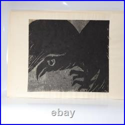 Japanese Woodblock Print Akiyama Iwao Habataki crow Signed Numbered Large Print