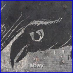 Japanese Woodblock Print Akiyama Iwao Habataki crow Signed Numbered Large Print