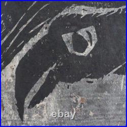 Japanese Woodblock Print Akiyama Iwao Habataki crow Signed Numbered Large Print