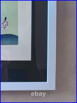 Japanese Woodblock Print Art Man and Woman Kyoto Hanga-in Framed Unsigned