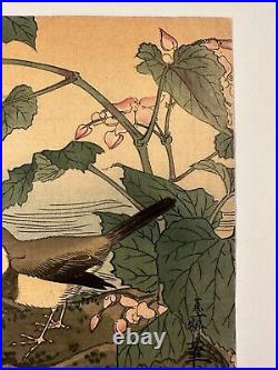 Japanese Woodblock Print Birds Bathing Kitao Shihemasa