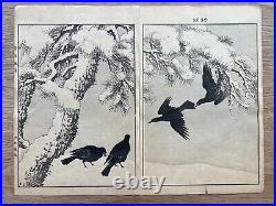 Japanese Woodblock Print Book Keinen Kacho-Gafu 32prints Bird Original VIntage
