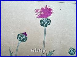 Japanese Woodblock Print Busket Flower Rakuzan Chigusa Soun 1931 Vintage