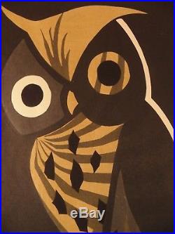 Japanese Woodblock Print By Kaoru Kawano Owl