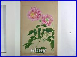 Japanese Woodblock Print DAHLIA Rakuzan 1931 Flower Vintage Original
