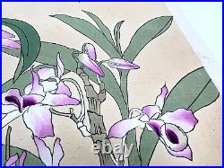 Japanese Woodblock Print Dendrobium Rakuzan Flower Vintage Original