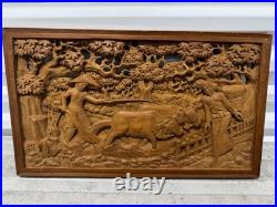 Japanese Woodblock Print Guardian God Brings Good Fortune Farm Land Rare Vintage