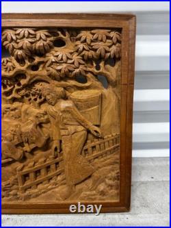 Japanese Woodblock Print Guardian God Brings Good Fortune Farm Land Rare Vintage