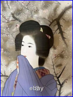 Japanese Woodblock Print Hanging scroll, rolled up silk beauty picture hand-pa