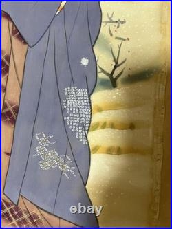 Japanese Woodblock Print Hanging scroll, rolled up silk beauty picture hand-pa