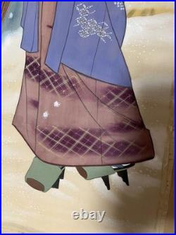 Japanese Woodblock Print Hanging scroll, rolled up silk beauty picture hand-pa