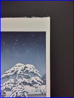 Japanese Woodblock Print Hasui Kawase Snow in Funabori 1932 handprint print JP