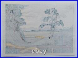 Japanese Woodblock Print Hokusai Landscape Bridge Waterfall