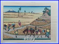 Japanese Woodblock Print Hokusai Mt Fuji & Harvest