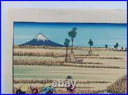 Japanese Woodblock Print Hokusai Mt Fuji & Harvest