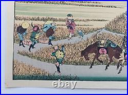 Japanese Woodblock Print Hokusai Mt Fuji & Harvest