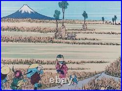 Japanese Woodblock Print Hokusai Mt Fuji & Harvest