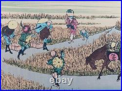 Japanese Woodblock Print Hokusai Mt Fuji & Harvest