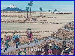 Japanese Woodblock Print Hokusai Mt Fuji & Harvest