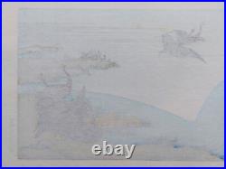 Japanese Woodblock Print Hokusai Pond Mount Fuji Reflection & Geese