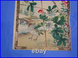 Japanese Woodblock Print, KONO BAIREI Kacho-e Bird & Flower Series 1880's (#27)