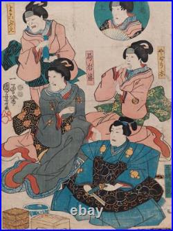 Japanese Woodblock Print Kuniyoshi Original Authentic Antique Circa 1847