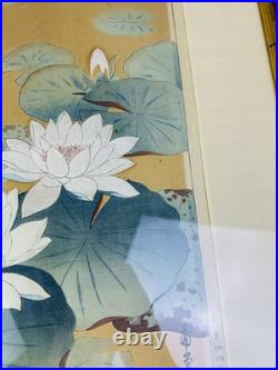 Japanese Woodblock Print Lotus Flowers Harunobu Signed Sealed Shin Hang c 1910