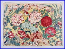 Japanese Woodblock Print Mokuhan Chiyogami? Omochae Large Flower 1870-1910