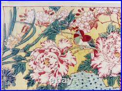 Japanese Woodblock Print Mokuhan Chiyogami? Omochae Large Flower 1870-1910