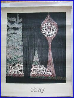 Japanese Woodblock Print Mosaji Yoshida abstract landscape LARGE