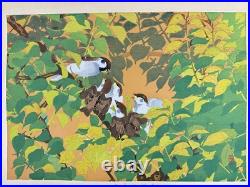 Japanese Woodblock Print Plum and Little Sparrow Rakuzan Large Size Bird