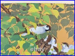 Japanese Woodblock Print Plum and Little Sparrow Rakuzan Large Size Bird