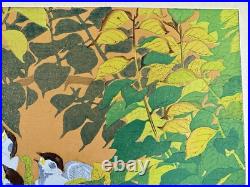 Japanese Woodblock Print Plum and Little Sparrow Rakuzan Large Size Bird