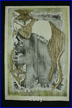 Japanese Woodblock Print Sekino Junichiro Cats