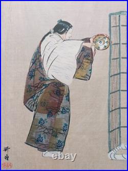Japanese Woodblock Print Shin Hanga Original Antique Tsukioka Kogyo 1927