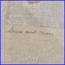 Japanese Woodblock Print Signed By Artist Hiroshige Geese & Moon glass frame