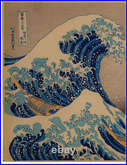 Japanese Woodblock Print Signed Hokusai The Great Wave Off Kanagawa