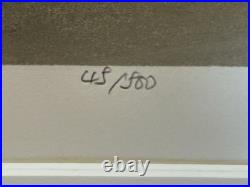 Japanese Woodblock Print Signed, Numbered Landscape Cherry Blossom Trees