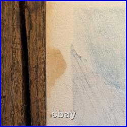 Japanese Woodblock Print Street Scene Lanterns Moonlight Signed 20th Century