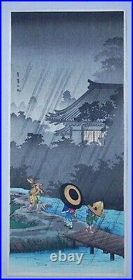 Japanese Woodblock Print, Takahashi Shotei, Shower at Terashima