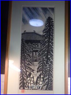 Japanese Woodblock Print Todaiji-Kondo Toru Shimizu Signed Authentic Work