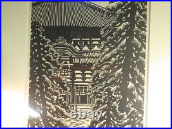 Japanese Woodblock Print Todaiji-Kondo Toru Shimizu Signed Authentic Work