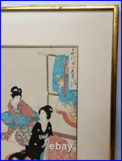 Japanese Woodblock Print Triptych Signed With Seal Marks