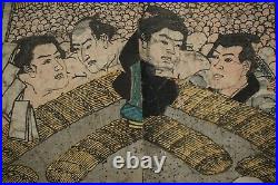 Japanese Woodblock Print Ukyo-e 2 Sheet Series Grand Sumo Tournament 0815B8G