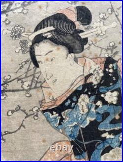 Japanese Woodblock Print Utagawa Kunisada Circa 1852, Oban Size Bijin-ga