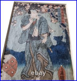 Japanese Woodblock Print Utagawa Kunisada Naritaya Hakuen Mu Kabuki /Jap Fram