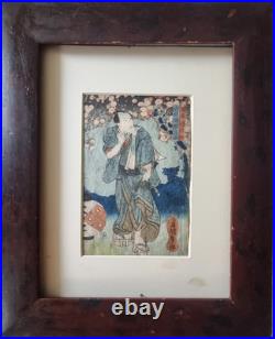 Japanese Woodblock Print Utagawa Kunisada Naritaya Hakuen Mu Kabuki /Jap Fram